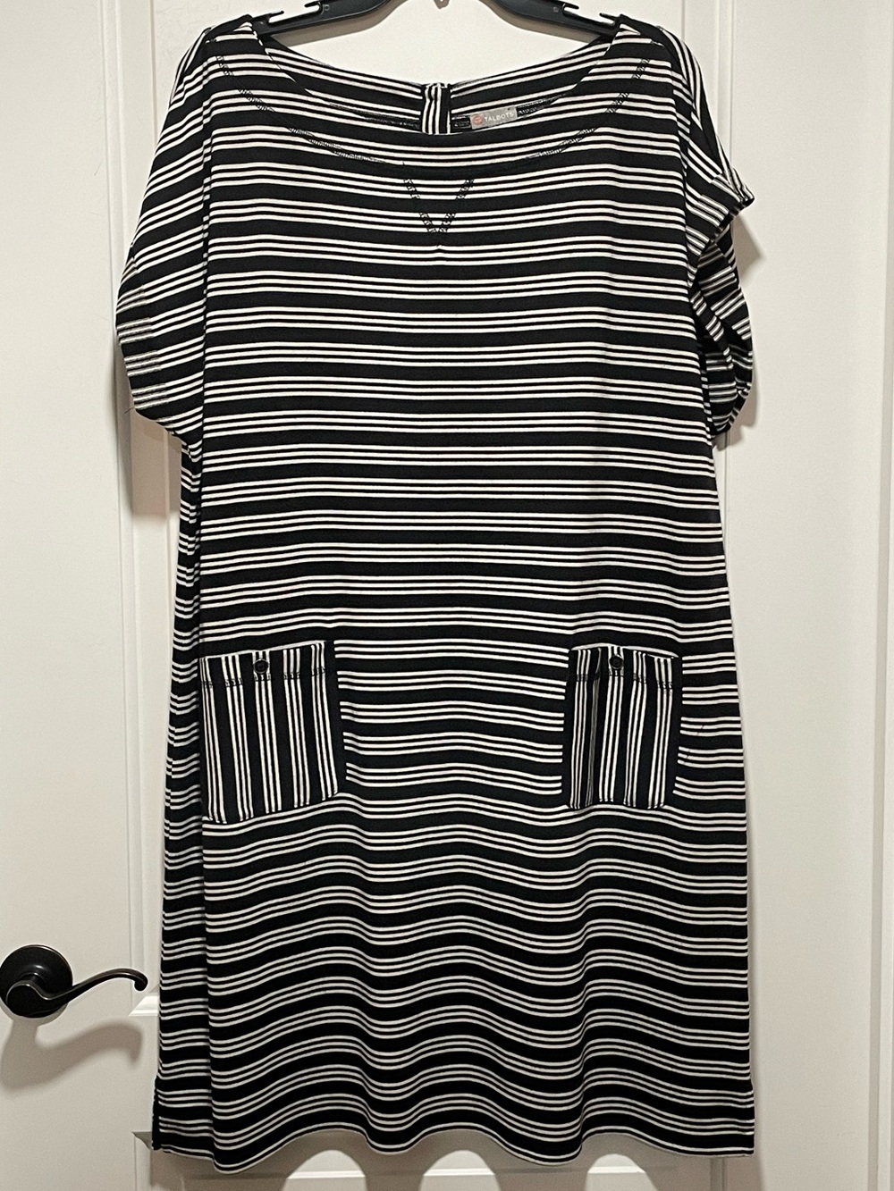 Talbots Hello Saturday Knit Shift Dress Sz 2X Relaxed Travel Piece Black White